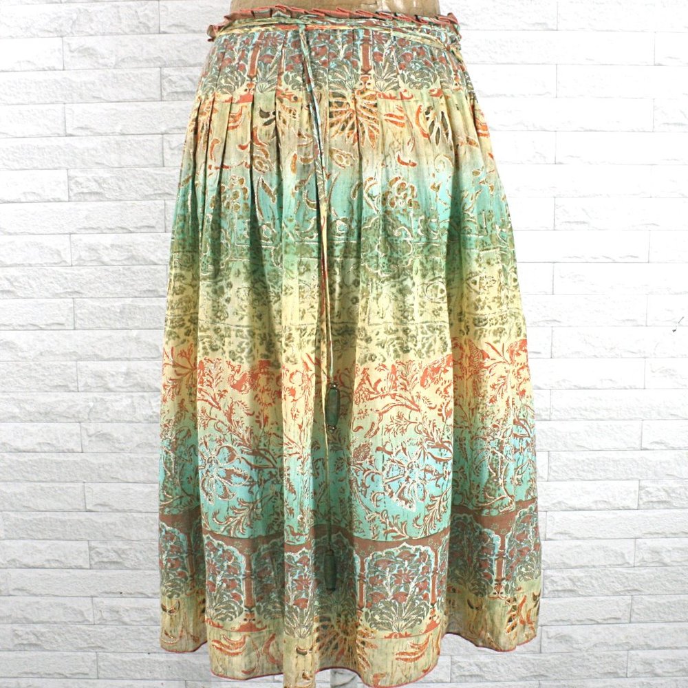 DAVID MEISTER Skirt Midi Floral Fall Paisley Boho Ruffle Orange Plus Size 14